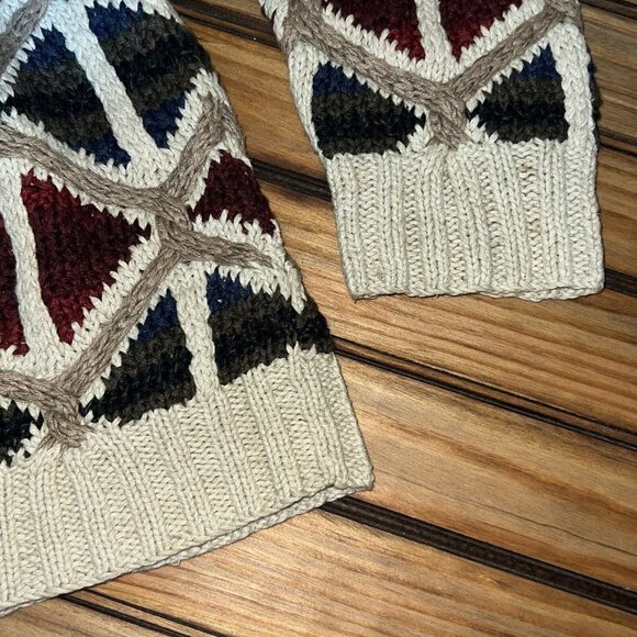 Northern Isles Sweater Mens Size Large Hand Knit Coogi Style Textured Vintage - Picture 6 of 8